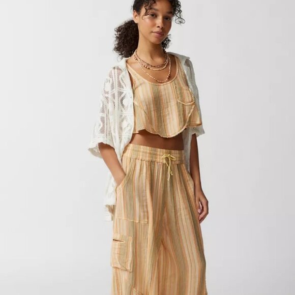 NWT UO Out From Under Cabot Orange Striped Lounge Crop Cami - Picture 3 of 10